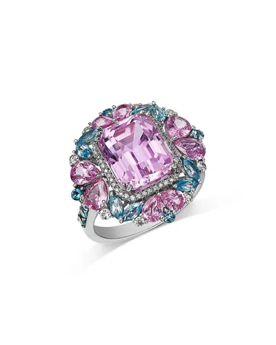 Bloomingdale's Fine Collection 14k White Gold Kunzite, Gemstone & Diamond Statement Ring In Purple/blue