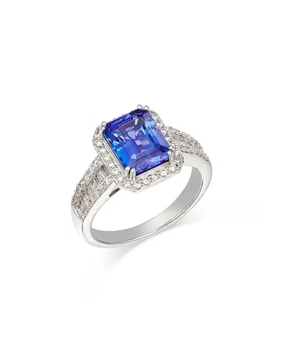 Bloomingdale's Fine Collection 14k White Gold Tanzanite & Diamond Ring In Blue/white