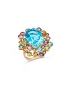 Bloomingdale's Fine Collection 14k Yellow Gold Blue Topaz & Mixed Gemstone Statement Ring In Multi