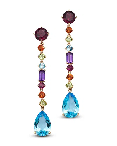 Bloomingdale's Fine Collection 14k Yellow Gold Blue Topaz Linear Earrings In Multi