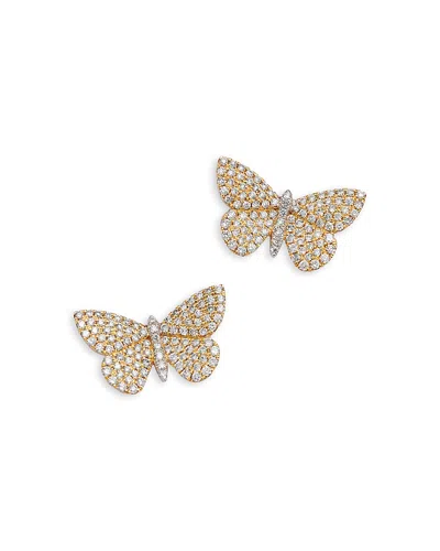 Bloomingdale's Fine Collection 14k Yellow Gold Diamond Butterfly Stud Earrings, 0.75 Ct. T. W.