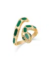 Bloomingdale's Fine Collection 14k Yellow Gold Malachite Snake Ring With Diamonds, 0.07 Ct. T. W. In Green/gold