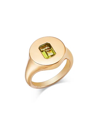 Bloomingdale's Fine Collection 14k Yellow Gold Peridot Pinky Ring In Green/gold