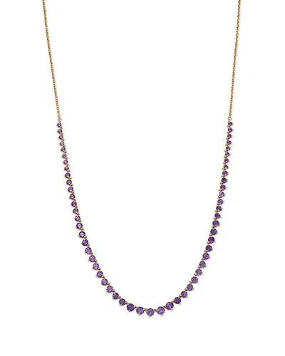 Bloomingdale's Fine Collection Amethyst Adjustable Tennis Necklace In 14k Yellow Gold, 14-17 In Purple/gold