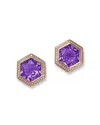 Bloomingdale's Fine Collection Amethyst & Diamond Bezel Stud Earrings In 14k Rose Gold