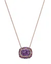 Bloomingdale's Fine Collection Amethyst & Diamond Halo Pendant Necklace In 14k Rose Gold, 18 In Purple