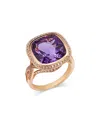 Bloomingdale's Fine Collection Amethyst & Diamond Halo Ring In 14k Rose Gold, 0.38 Ct. T. W. In Purple/pink