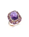 Bloomingdale's Fine Collection Amethyst & Diamond Halo Ring In 14k Rose Gold In Gold