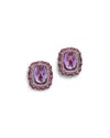 Bloomingdale's Fine Collection Amethyst & Diamond Halo Stud Earrings In 14k Rose Gold In Purple