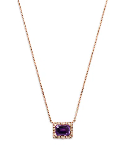 Bloomingdale's Fine Collection Amethyst & Diamond Pendant Necklace In 14k Rose Gold, 16 - Exclusive In Purple/pink