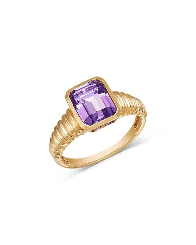 Bloomingdale's Fine Collection Amethyst Bezel Ring In 14k Yellow Gold In Purple/gold