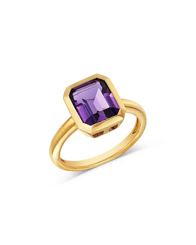 Bloomingdale's Fine Collection Amethyst Bezel Ring In 14k Yellow Gold In Purple/gold