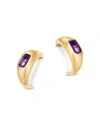 Bloomingdale's Fine Collection Amethyst Bold Gold J Hoop In 14k Yellow Gold In Purple/gold