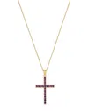 Bloomingdale's Fine Collection Amethyst Cross Pendant Necklace In 14k Yellow Gold, 16-18 In Gold