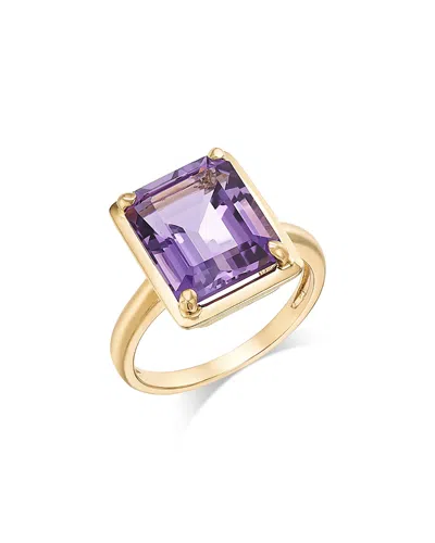 Bloomingdale's Fine Collection Amethyst Emerald Cut Ring In 14k Yellow Gold In Purple