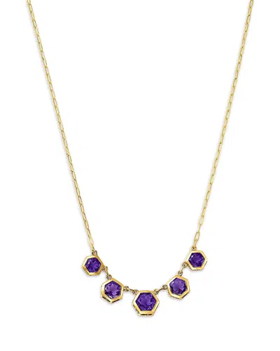 Bloomingdale's Fine Collection Amethyst Five Stone Collar Necklace In 14k Yellow Gold, 16-18