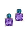 Bloomingdale's Fine Collection Amethyst, London Blue Topaz & Diamond Cushion Cut Earrings In 14k Rose Gold