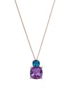 Bloomingdale's Fine Collection Amethyst, London Blue Topaz & Diamond Cushion Cut Pendant Necklace In 14k Rose Gold, 18