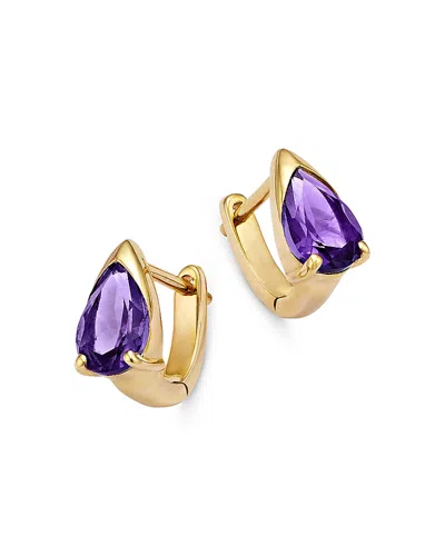 Bloomingdale's Fine Collection Amethyst Pear Huggie Hoop Earrings In 14k Yellow Gold In Purple