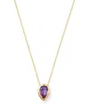 Bloomingdale's Fine Collection Amethyst Pear Pendant Necklace In 14k Yellow Gold, 16-18