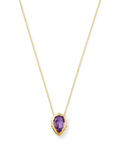 Bloomingdale's Fine Collection Amethyst Pear Pendant Necklace In 14k Yellow Gold, 16-18
