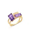 Bloomingdale's Fine Collection Amethyst, Pink Amethyst & Diamond Ring In 14k Yellow Gold In Gold