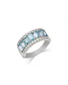 Bloomingdale's Fine Collection Aquamarine & Diamond Band In 14k White Gold In Blue/white