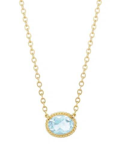 Bloomingdale's Fine Collection Aquamarine Faceted Oval Pendant Necklace In 14k Yellow Gold, 18-19