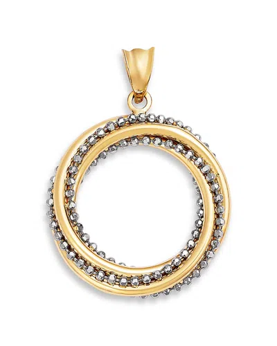 Bloomingdale's Fine Collection Beaded Twist Circle Charm In 14k White & Yellow Gold In Multi