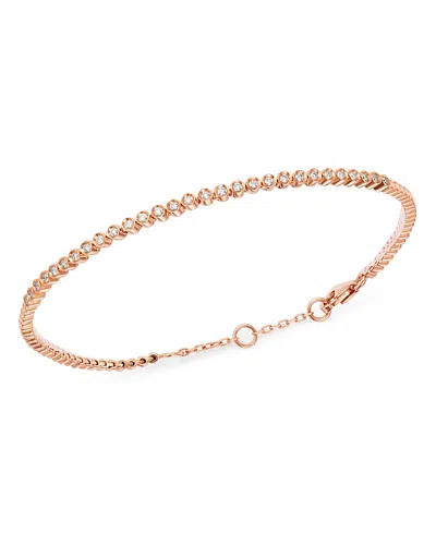 Bloomingdale's Fine Collection Bezel-set Diamond Stacking Bracelet In 14k Rose Gold, 0.25 Tcw In Metallic