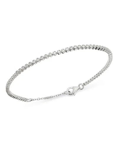 Bloomingdale's Fine Collection Bezel-set Diamond Stacking Bracelet In 14k White Gold, 0.25 Tcw In Silver