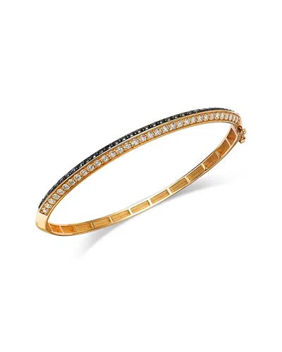 Bloomingdale's Fine Collection Black & White Diamond Angled Bangle Bracelet In 14k Yellow Gold, 2.50 Ct. T. W. In Black/white