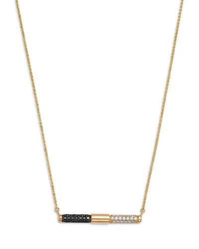 Bloomingdale's Fine Collection Black & White Diamond Bar Necklace In 14k Yellow Gold
