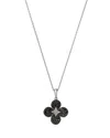 Bloomingdale's Fine Collection Black & White Diamond Clover Pendant Necklace In 14k White Gold, 0.50 Tcw In Multi
