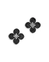 Bloomingdale's Fine Collection Black & White Diamond Clover Stud Earrings In 14k White Gold, 0.50 Tcw In Multi