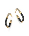 Bloomingdale's Fine Collection Black & White Diamond Geometric Hoop Earrings In 14k Yellow Gold, 0.80 Ct. T. W. In Gold