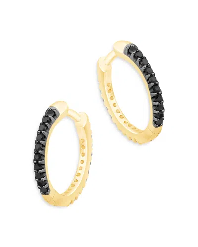 Bloomingdale's Fine Collection Black & White Diamond Reversible Huggie Hoop Earrings In 14k Yellow Gold, 0.25 Tcw In Gray
