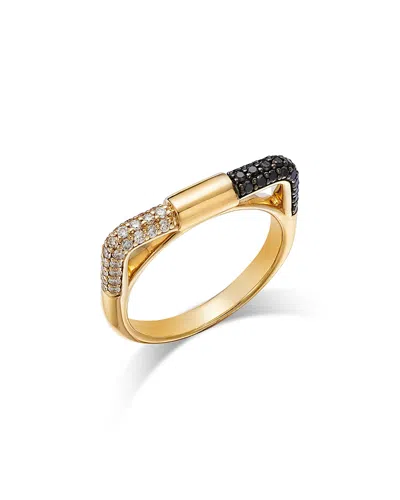 Bloomingdale's Fine Collection Black & White Diamond Ring In 14k Yellow Gold