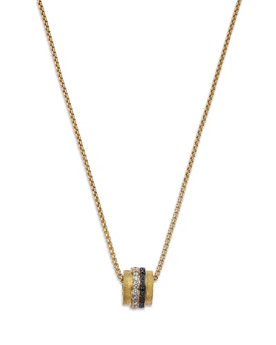 Bloomingdale's Fine Collection Black & White Diamond Rolling Barrel Pendant Necklace In 14k Yellow Gold, 1.0 Ct. T. W.