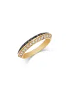 Bloomingdale's Fine Collection Black & White Diamond Two Row Angled Ring In 14k Yellow Gold, 0.58 Ct. T. W. In Black/white