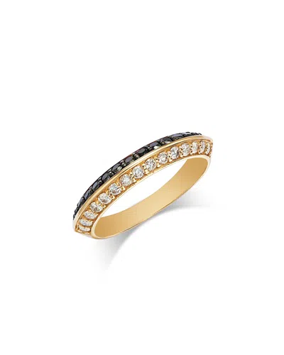 Bloomingdale's Fine Collection Black & White Diamond Two Row Angled Ring In 14k Yellow Gold, 0.58 Ct. T. W. In Black/white