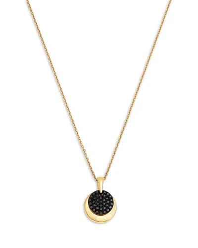 Bloomingdale's Fine Collection Black Diamond Circle Pendant Necklace In 14k Yellow Gold, 0.25 Tcw