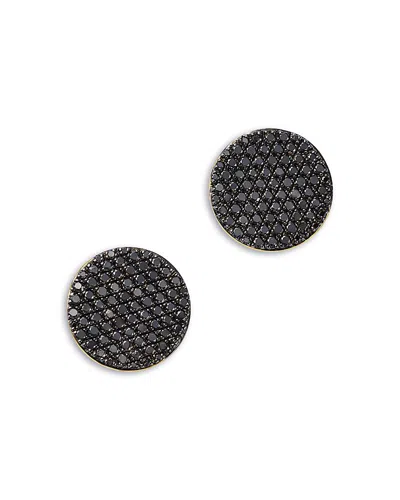 Bloomingdale's Fine Collection Black Diamond Pave Disc Button Stud Earrings In 14k Yellow Gold, 1.0 Tcw In Multi
