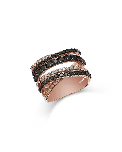 Bloomingdale's Fine Collection Bloomingdale's Bloomingdale's White & Black Diamond Crisscross Ring In 14k Rose Gold, 1.86 Ct. T. W. In White/black