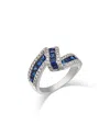 Bloomingdale's Fine Collection Bloomingdale's Blue Sapphire & Diamond Swirl Statement Ring In 14k White Gold In Blue/white