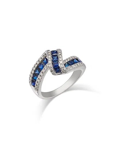 Bloomingdale's Fine Collection Bloomingdale's Blue Sapphire & Diamond Swirl Statement Ring In 14k White Gold In Blue/white