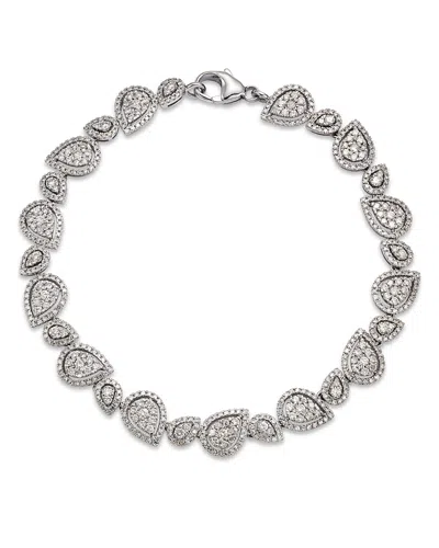Bloomingdale's Fine Collection Bloomingdale's Diamond Halo Pear Cluster Link Bracelet In 14k White Gold, 2.50 Ct. T. W.