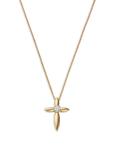 Bloomingdale's Fine Collection Bloomingdale's Diamond Solitaire Diamond Cross Pendant Necklace In 14k Yellow Gold, 0.20 Ct. T. W.