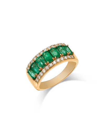 Bloomingdale's Fine Collection Bloomingdale's Emerald & Diamond Band In 14k Yellow Gold In Green/gold