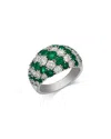 Bloomingdale's Fine Collection Bloomingdale's Emerald & Diamond Band Ring In 14k White Gold In Metallic